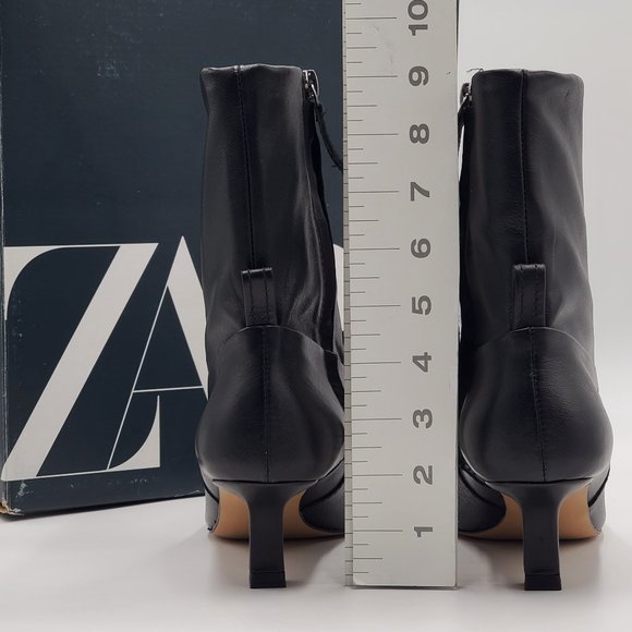 Zara Black Leather Kitten Heel Booties - NWT - Picture 10 of 16